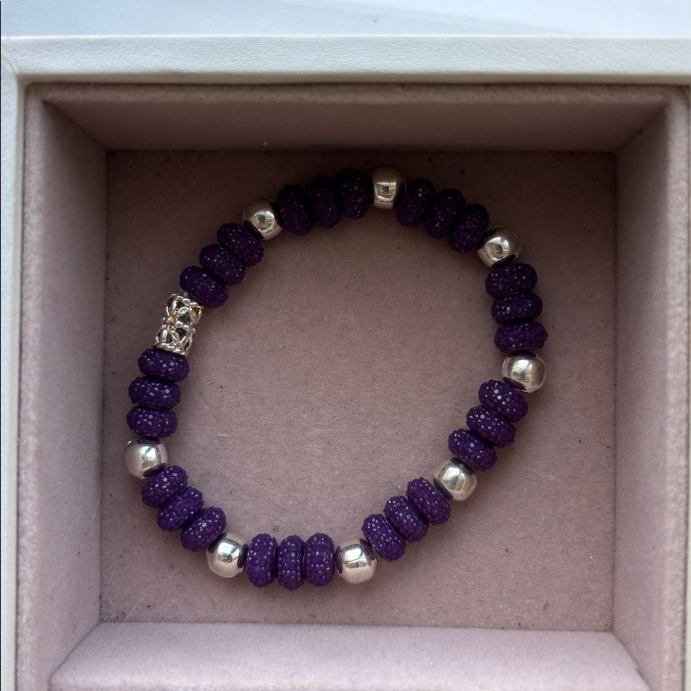 Purple and Silver Beaded Bracelet
